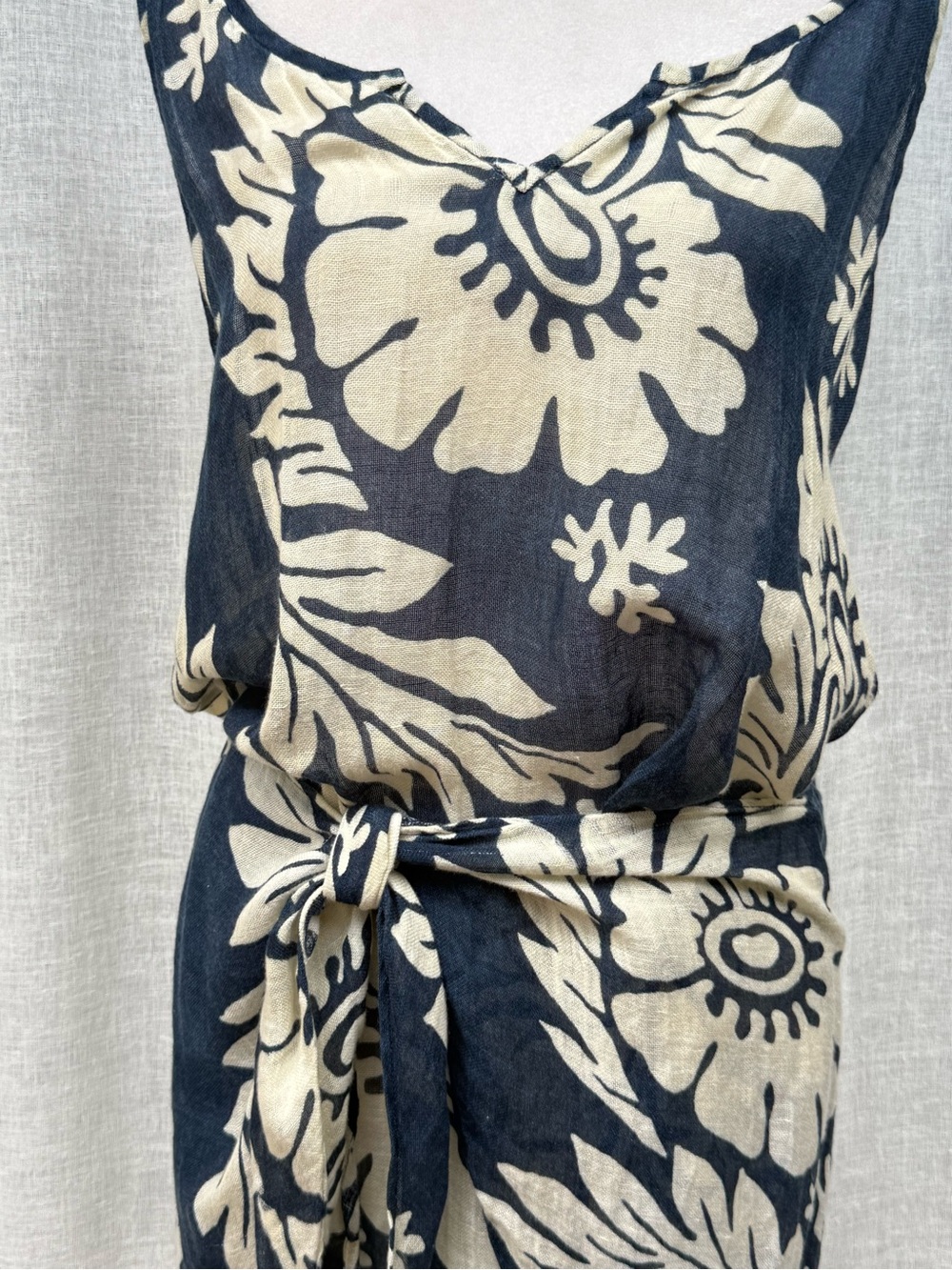 Denim & supply Ralph Lauren navy cream large floral print front tie beach dress - Picture 5 of 7